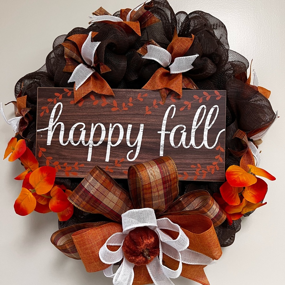 Homemade Happy Fall Wreath. One Of A Kind!